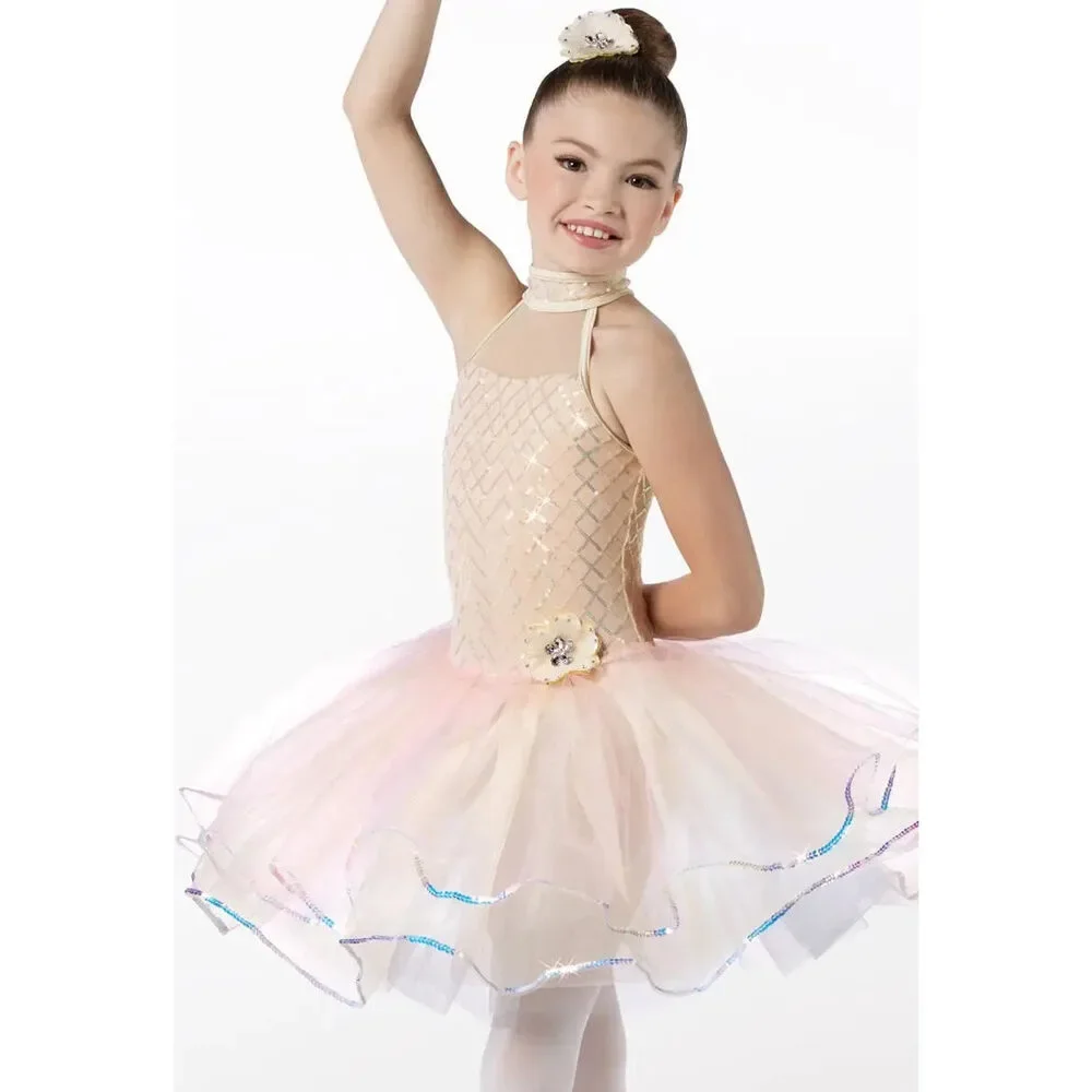 Pre-Owned Dance Costume Medium Child Ivory Weissman 13613 Ballet Pointe YAGP Se